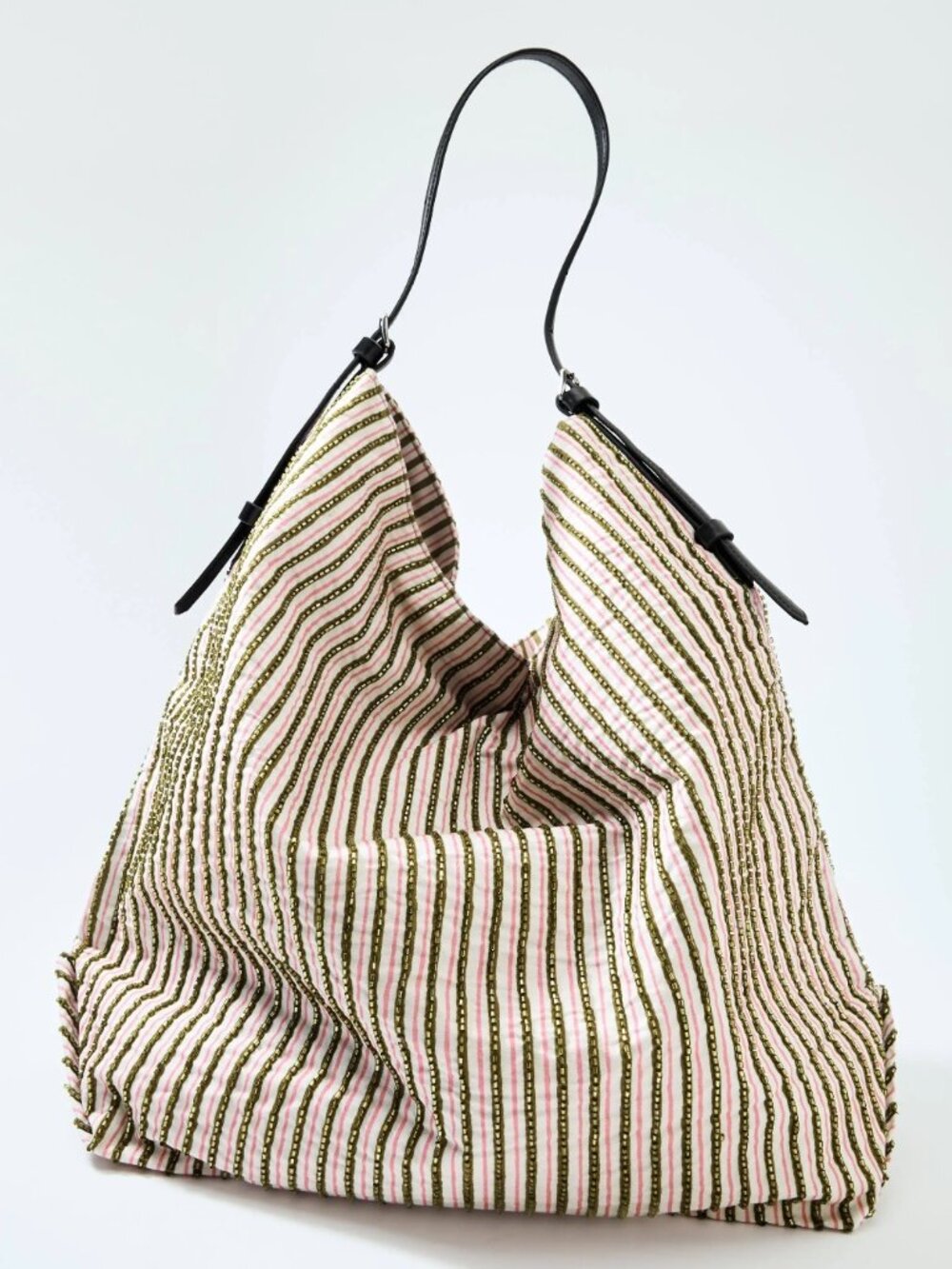 NWT Zara Shiny Appliqué Striped Tote Bag